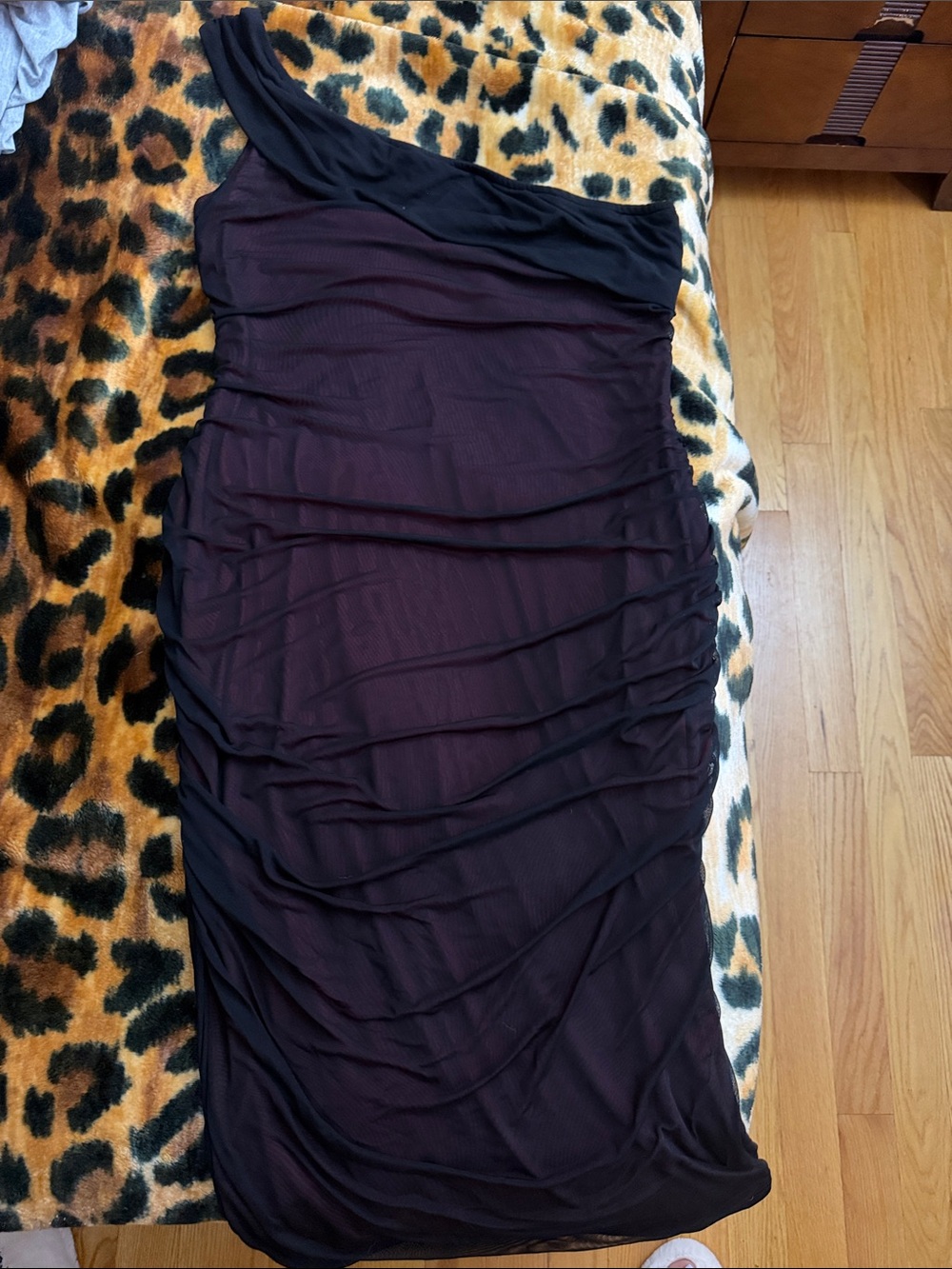 Women’s One-Shoulder Ruched Pencil Skirt in Deep Plum